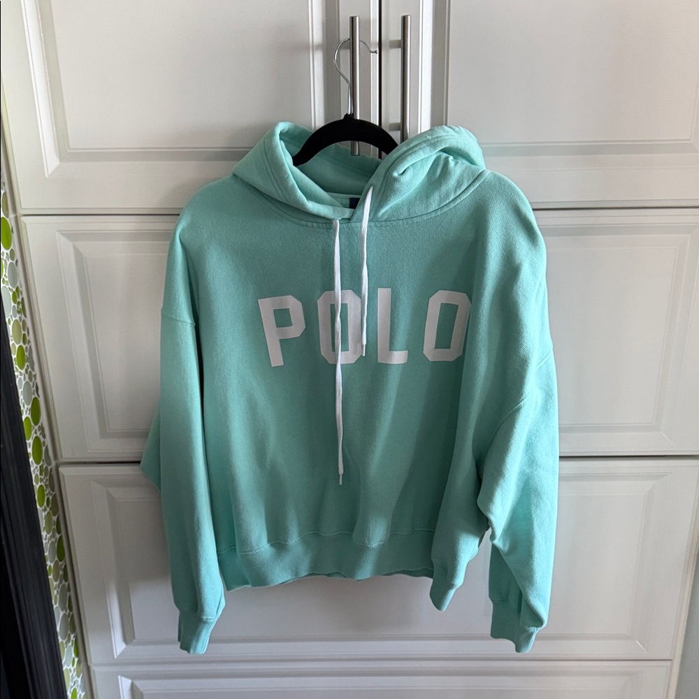 Polo by Ralph Lauren Women's Light Blue-green Hoodie Sweater XL